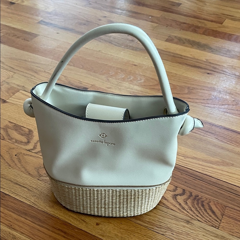 Nanette Lepore Cream & Natural Woven Top-Handle Shoulder Bag